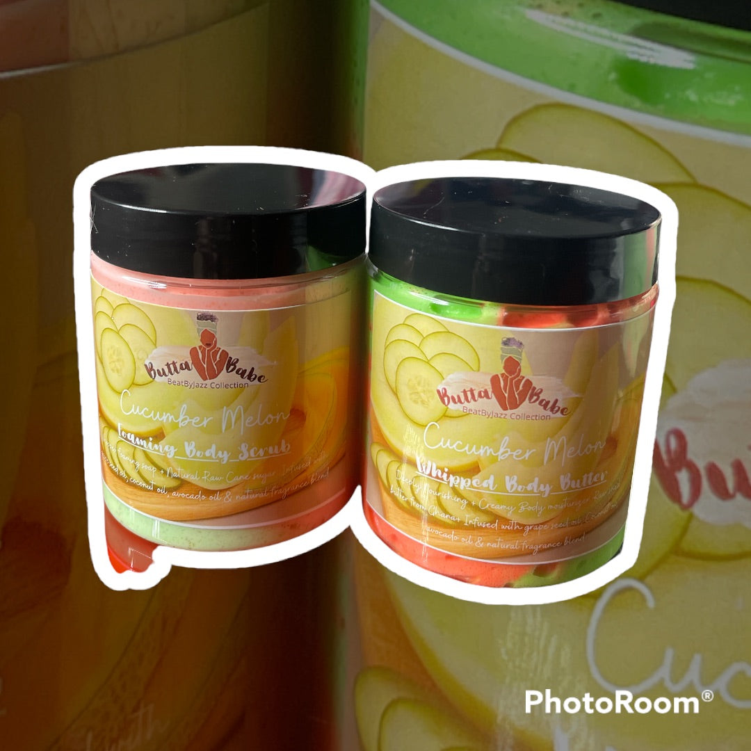 Cucumber Melon Whipped Body Butter & Whipped Foaming Body Scrub Set